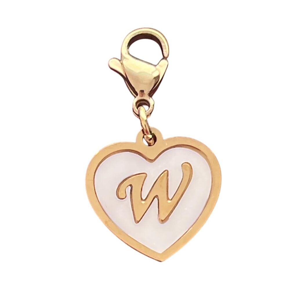 5693 Golden Heart Titanium Steel Shell Finish Alphabet Letter Clip-On